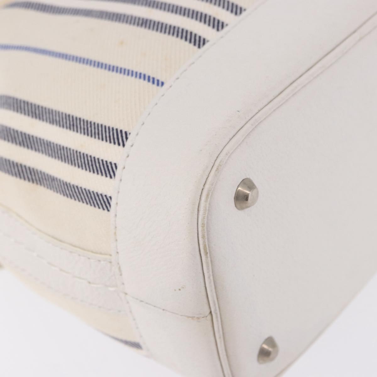 BURBERRY Hand Bag Canvas White Silver Auth bs36451