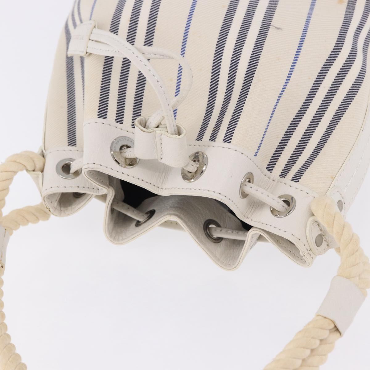 BURBERRY Hand Bag Canvas White Silver Auth bs36451