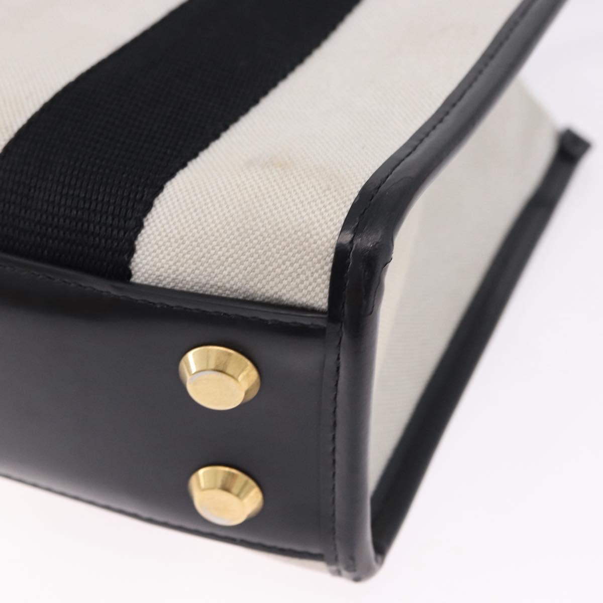 BALENCIAGA Hardware Hand Bag Canvas 2way White Gold 693662 Auth bs36453