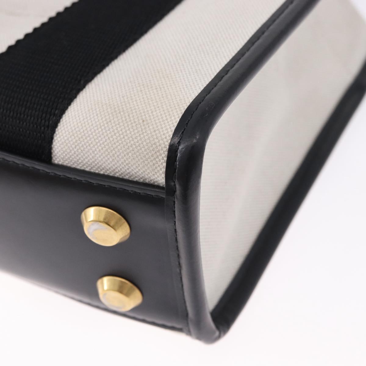 BALENCIAGA Hardware Hand Bag Canvas 2way White Gold 693662 Auth bs36453