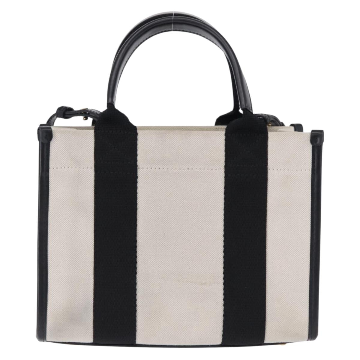 BALENCIAGA Hardware Hand Bag Canvas 2way White Gold 693662 Auth bs36453