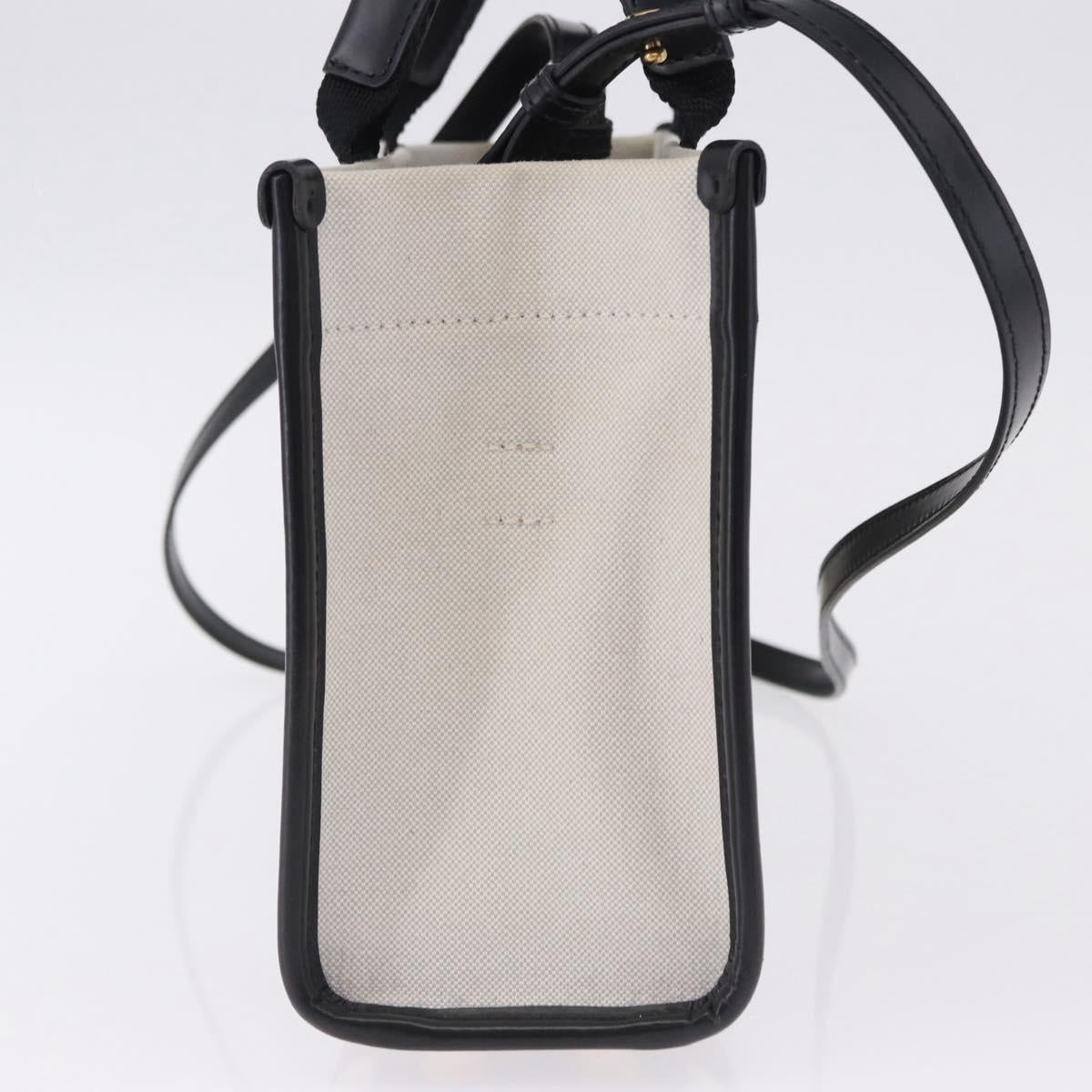 BALENCIAGA Hardware Hand Bag Canvas 2way White Gold 693662 Auth bs36453