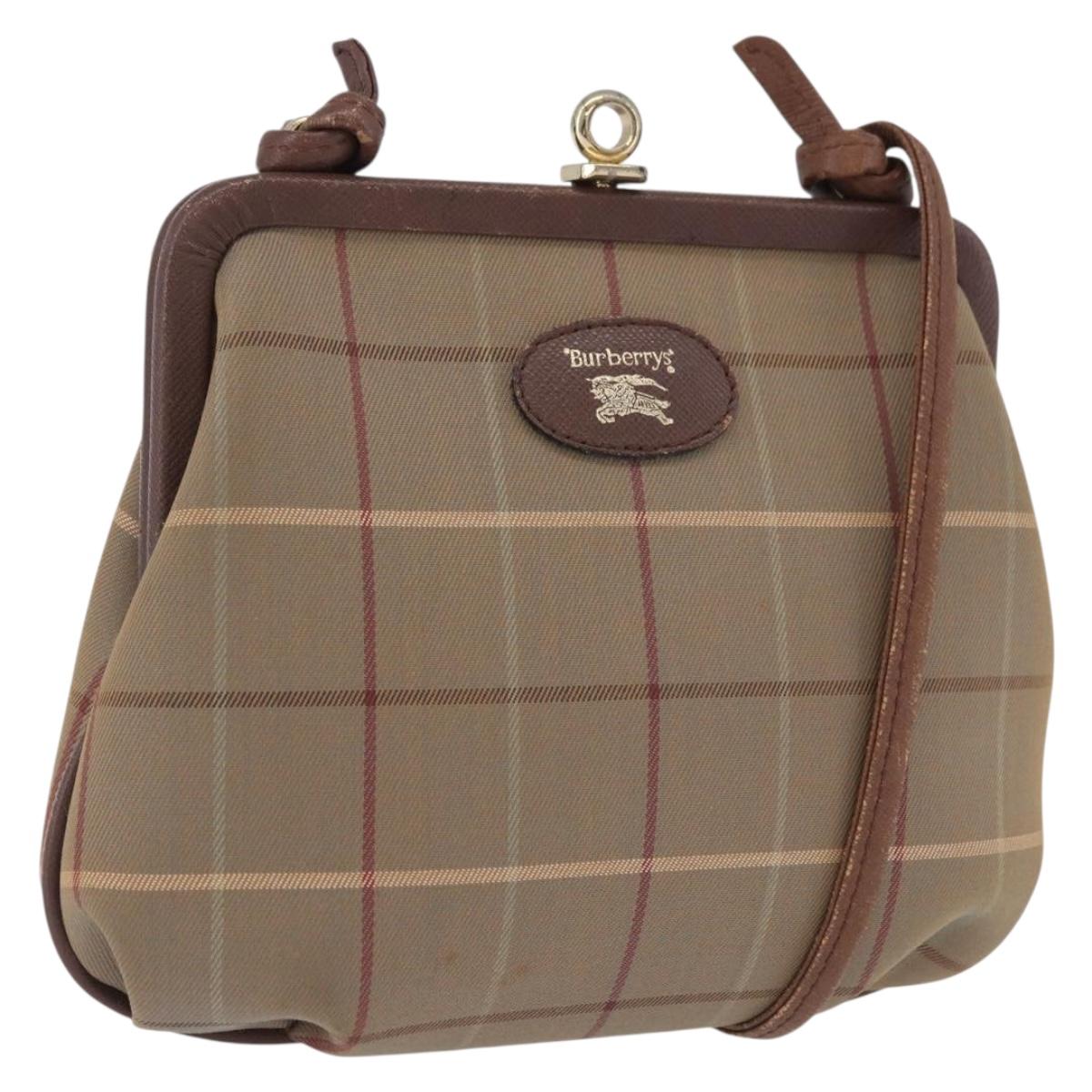 Burberrys Nova Check Shoulder Bag Canvas Beige Gold Auth bs36455