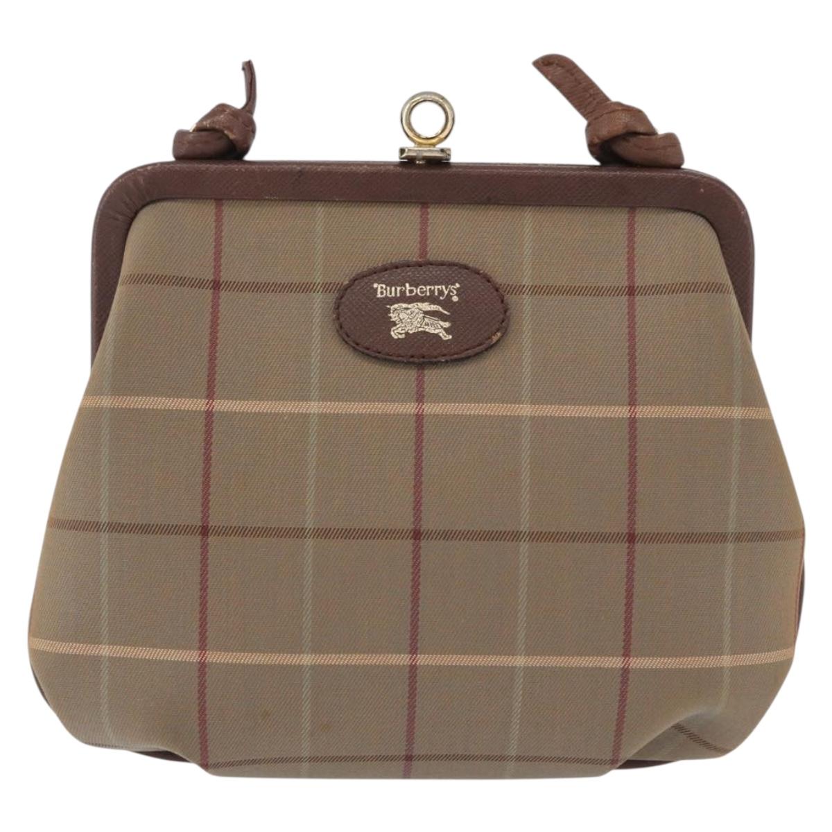 Burberrys Nova Check Shoulder Bag Canvas Beige Gold Auth bs36455