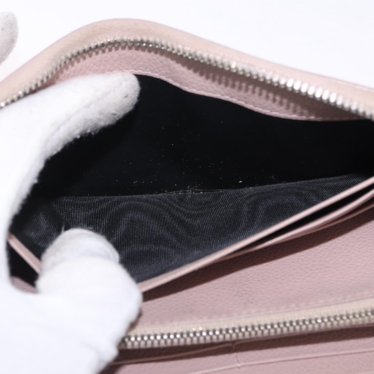 SAINT LAURENT Long Wallet Leather Beige Silver Auth bs36457