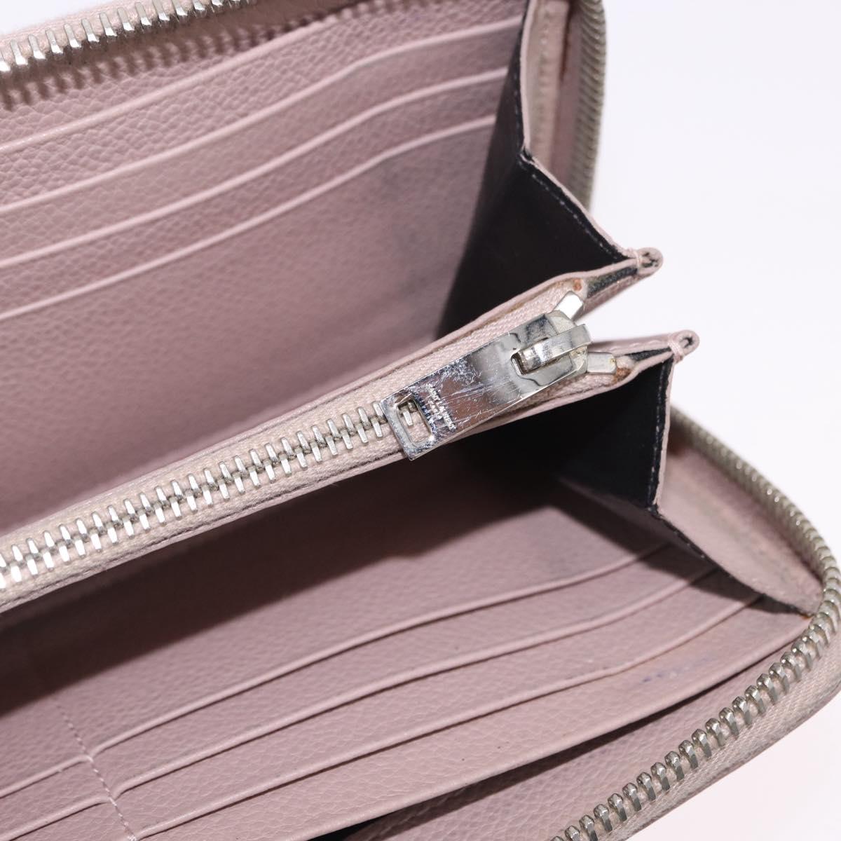 SAINT LAURENT Long Wallet Leather Beige Silver Auth bs36457