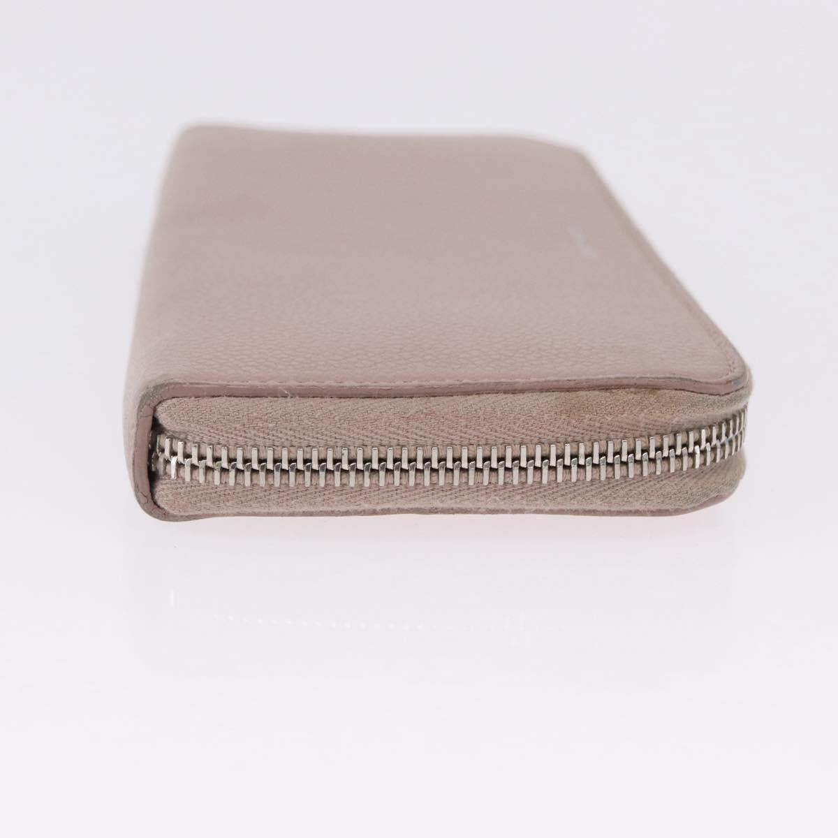 SAINT LAURENT Long Wallet Leather Beige Silver Auth bs36457