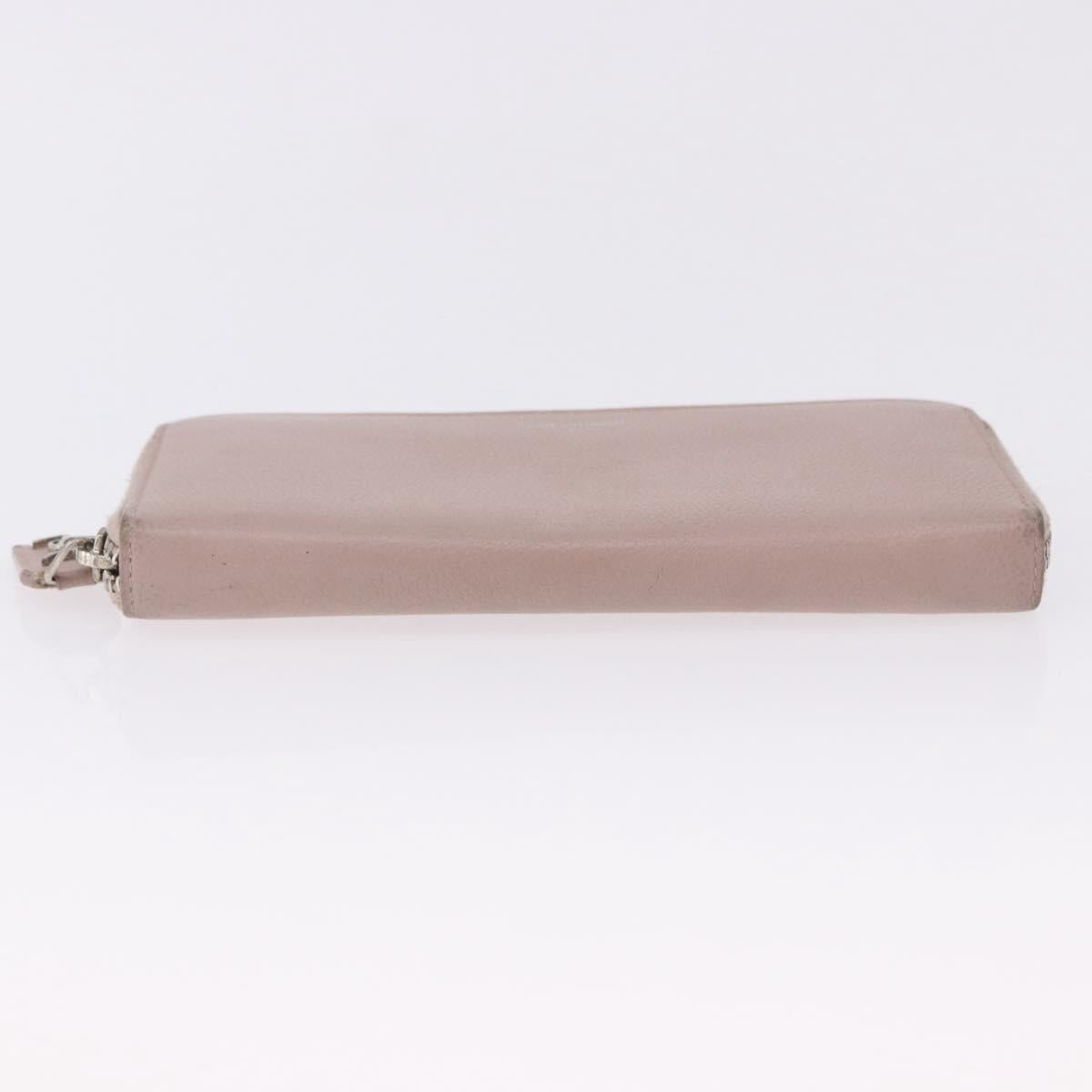 SAINT LAURENT Long Wallet Leather Beige Silver Auth bs36457