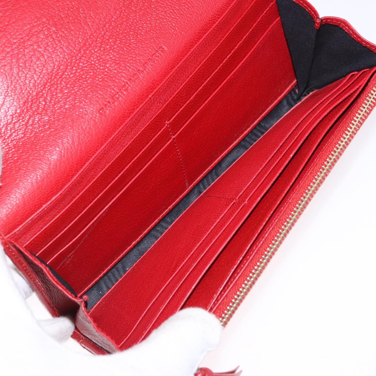 BALENCIAGA The Money Long Wallet Leather Red Gold 233599 Auth bs36458A