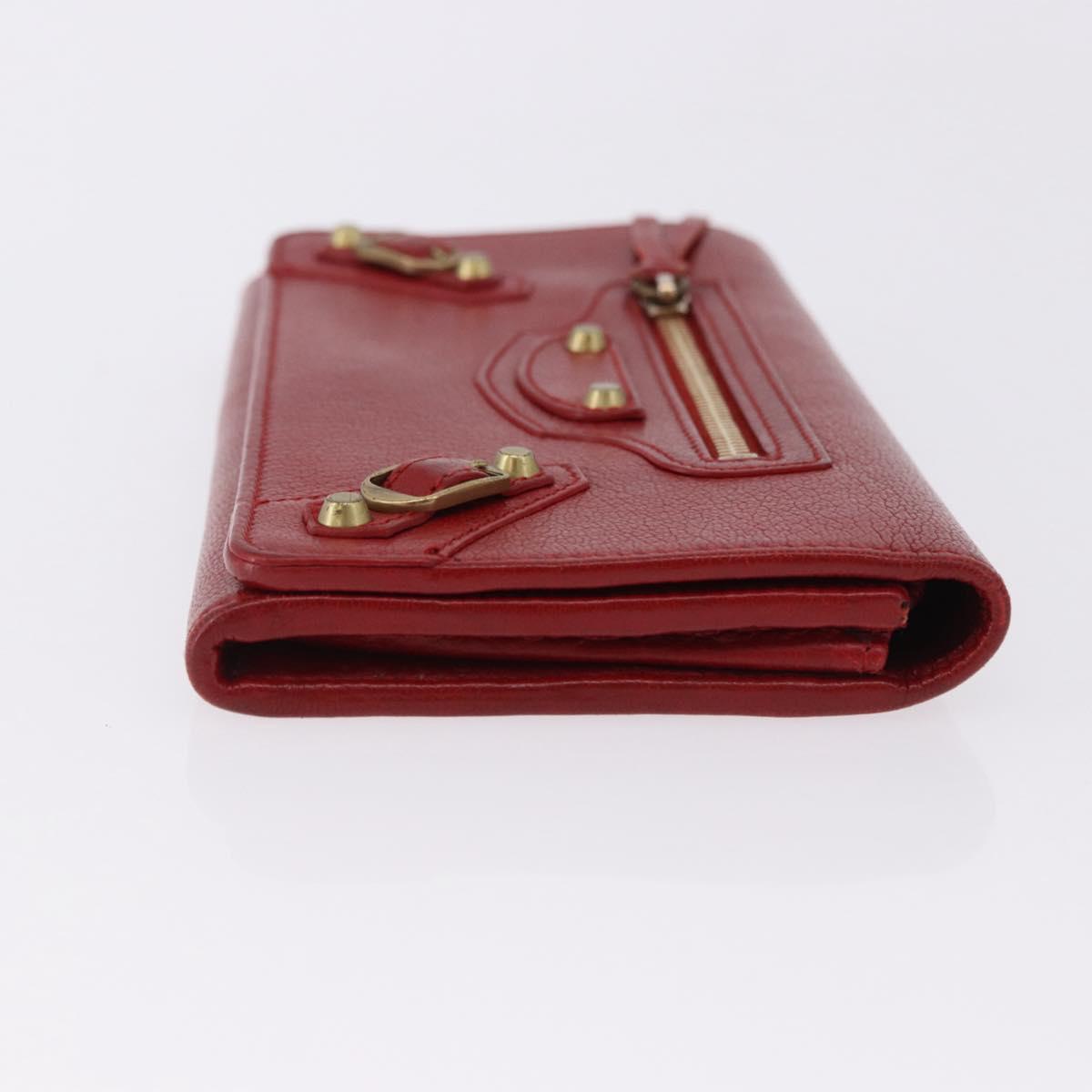 BALENCIAGA The Money Long Wallet Leather Red Gold 233599 Auth bs36458A