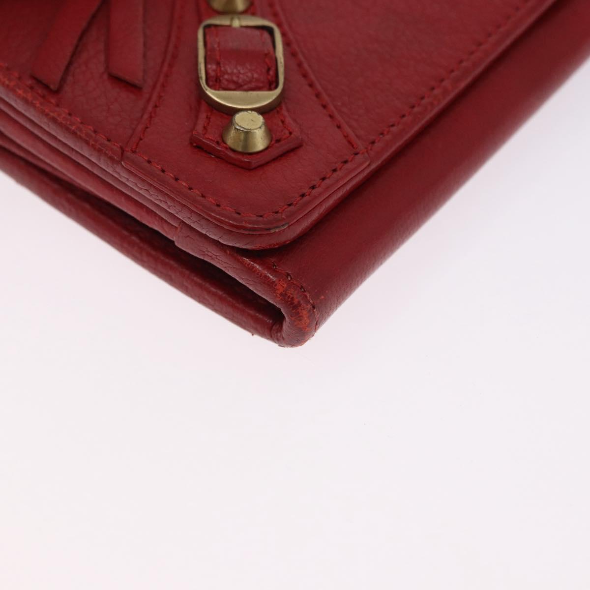 BALENCIAGA The Money Long Wallet Leather Red Gold 233599 Auth bs36458A
