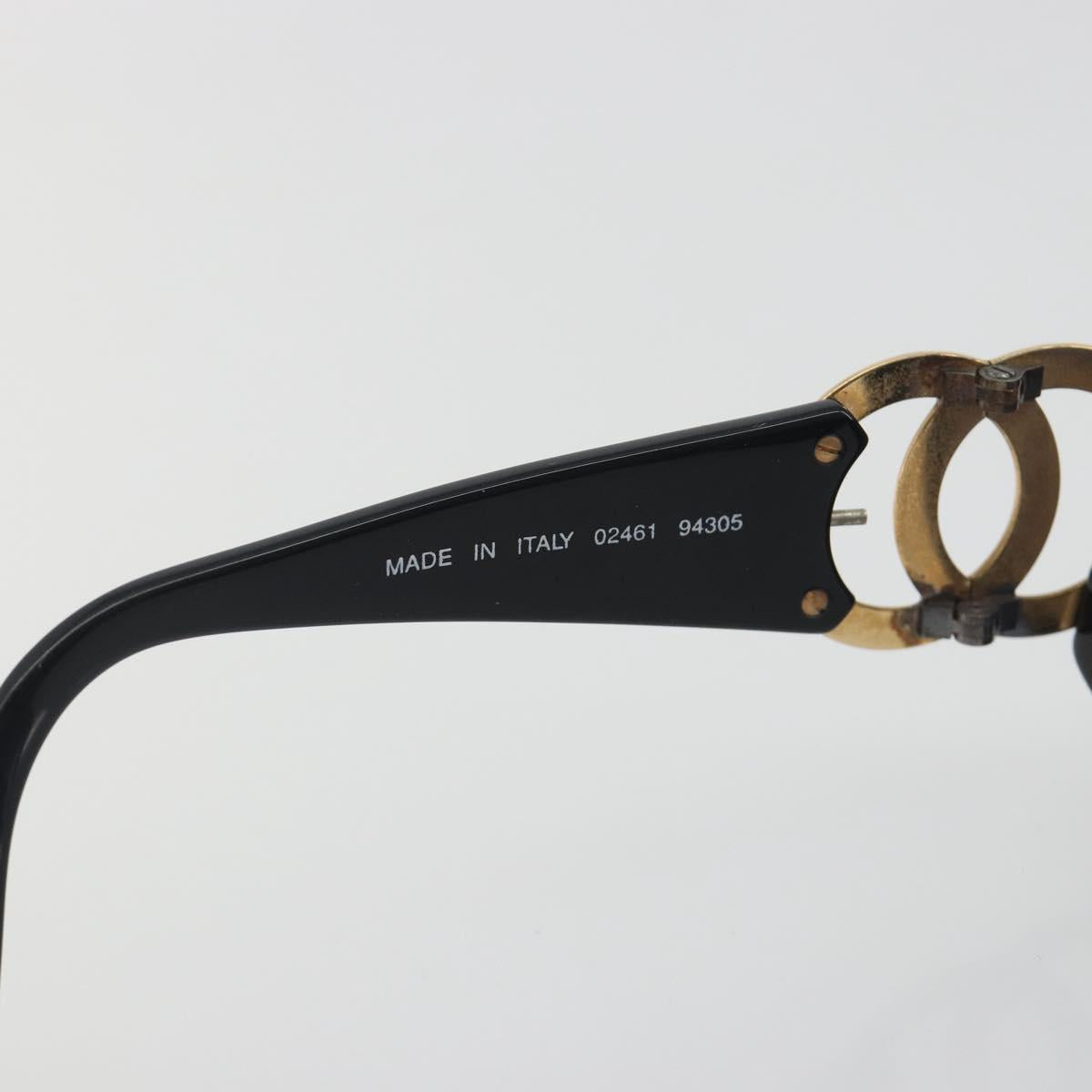 CHANEL Sunglasses Plastic Black Gold Tone CC Auth bs36459
