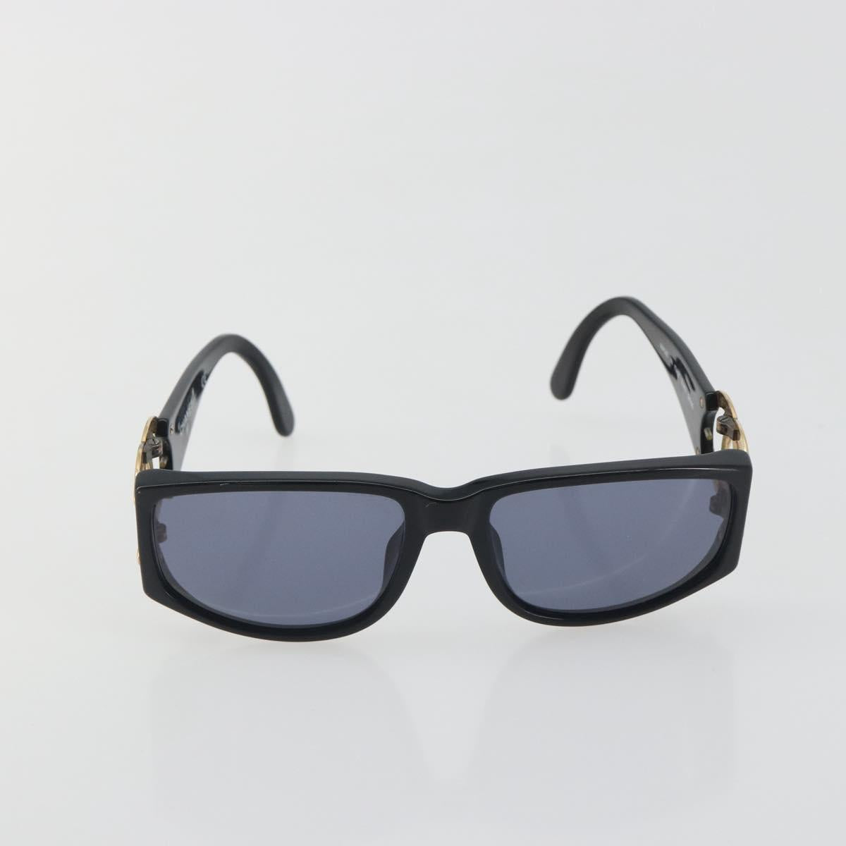 CHANEL Sunglasses Plastic Black Gold Tone CC Auth bs36459