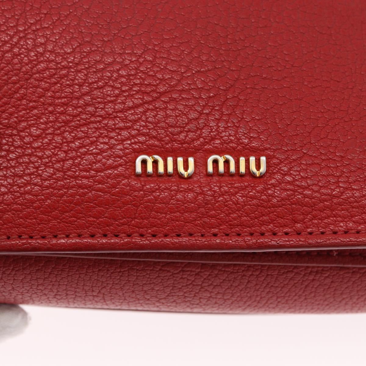 Miu Miu Shoulder Bag Leather Red Gold Auth bs36460