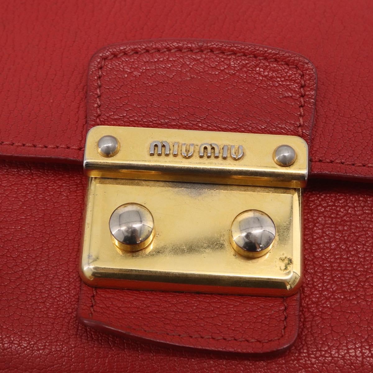 Miu Miu Shoulder Bag Leather Red Gold Auth bs36460