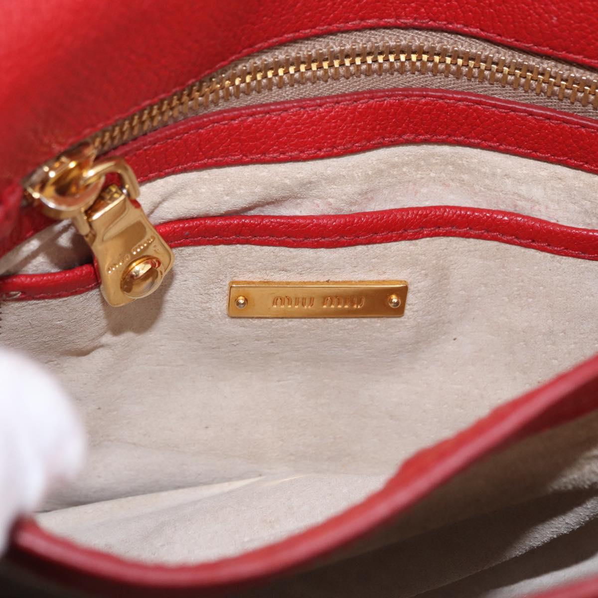 Miu Miu Shoulder Bag Leather Red Gold Auth bs36460