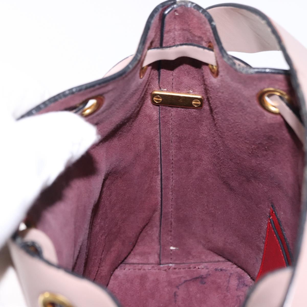 VALENTINO Shoulder Bag Leather 2way Pink Gold Auth bs36461