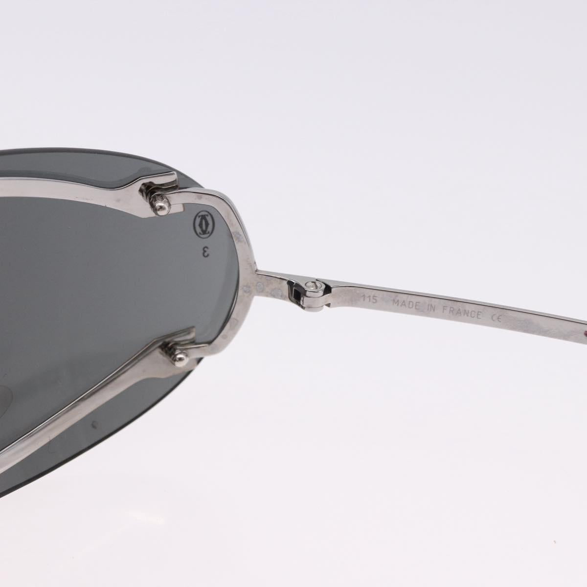 CARTIER Sunglasses Metal Black Silver Auth bs36462V