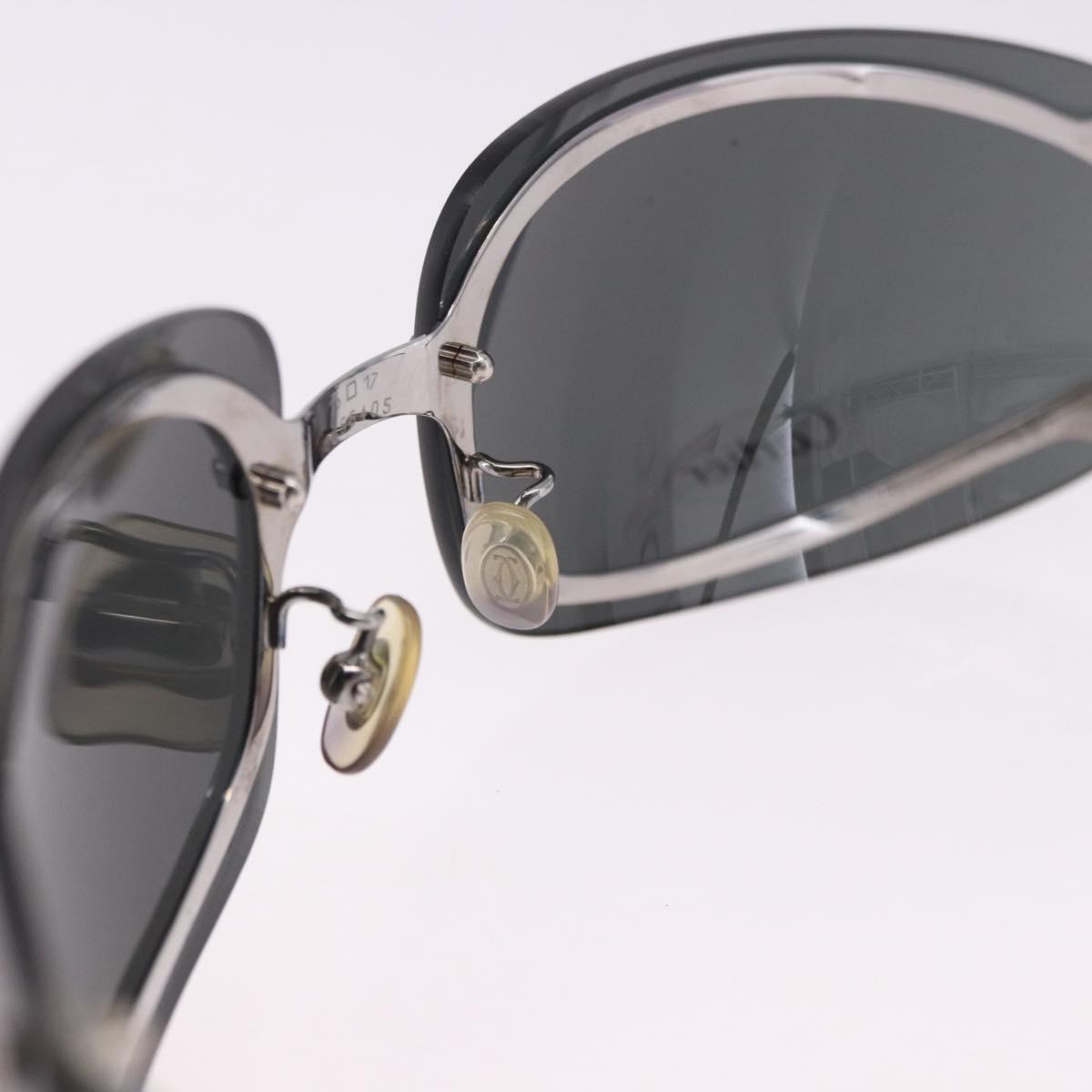 CARTIER Sunglasses Metal Black Silver Auth bs36462V
