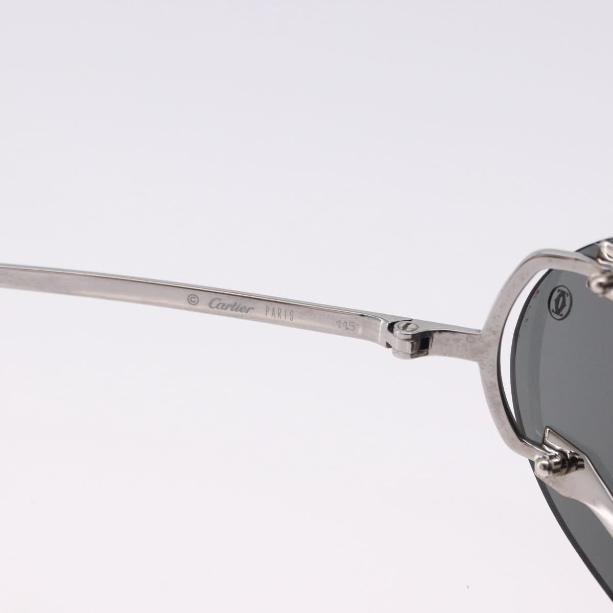 CARTIER Sunglasses Metal Black Silver Auth bs36462V