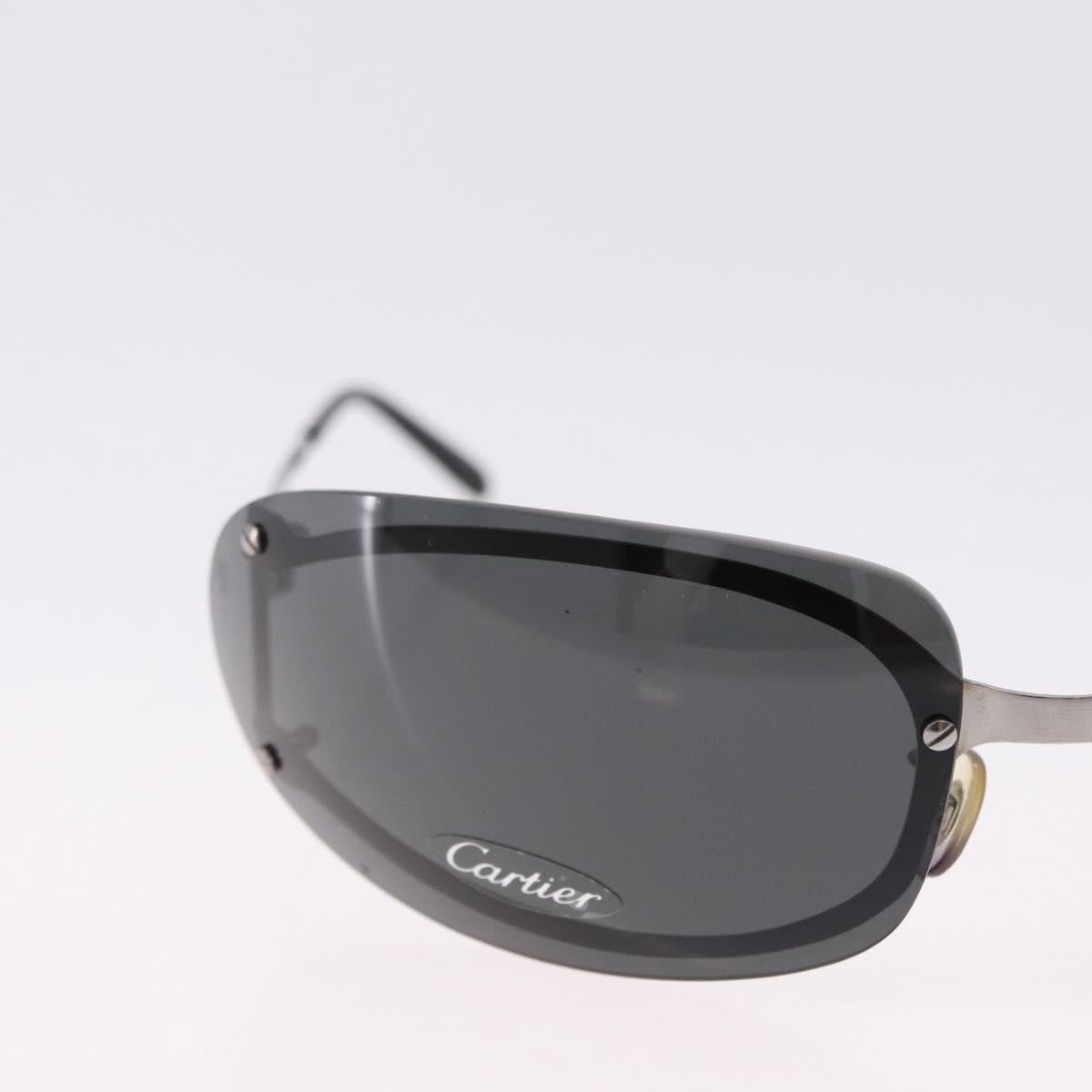 CARTIER Sunglasses Metal Black Silver Auth bs36462V