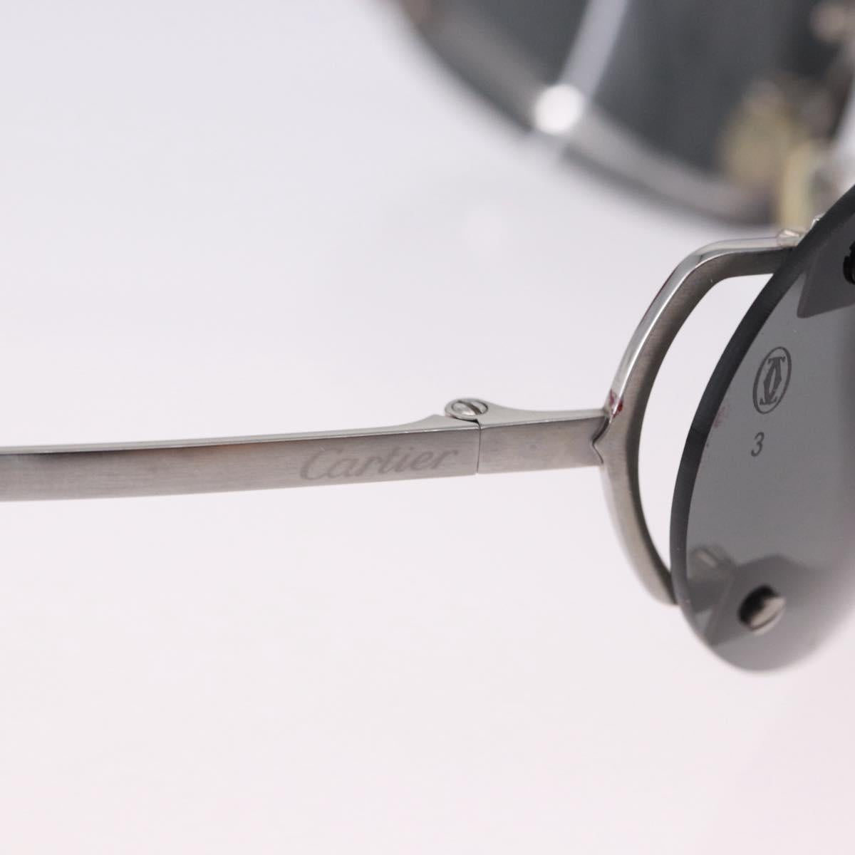 CARTIER Sunglasses Metal Black Silver Auth bs36462V