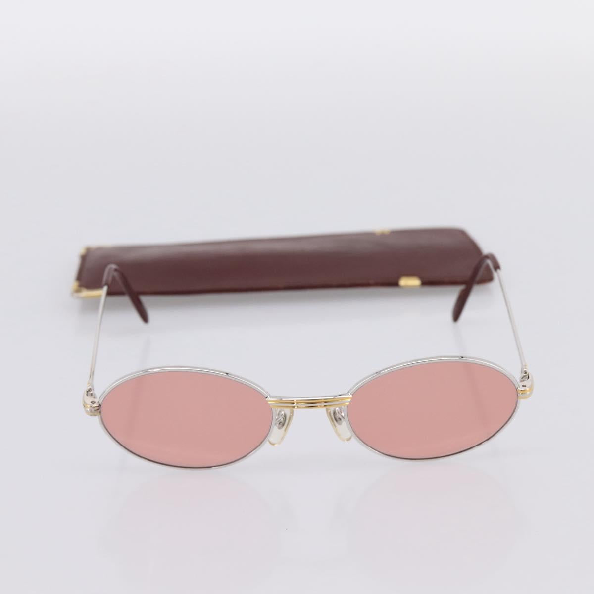 CARTIER Sunglasses Metal Bordeaux Gold Tone Auth bs36463V