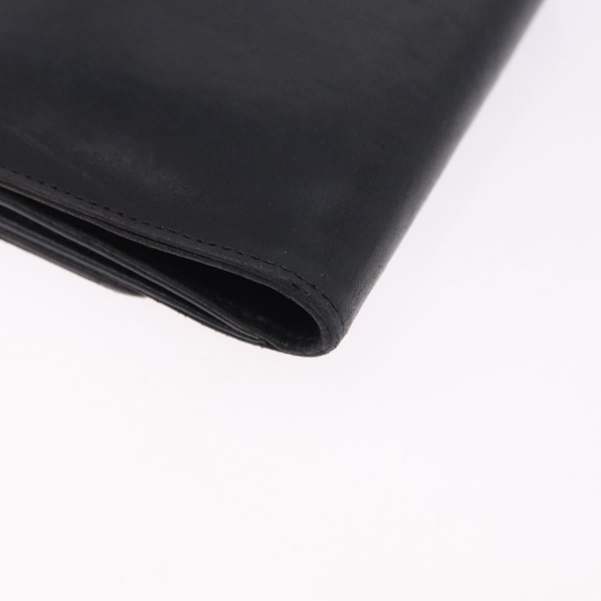 CHANEL COCO Mark Bifold Wallet Leather Black Gold CC Auth bs36464