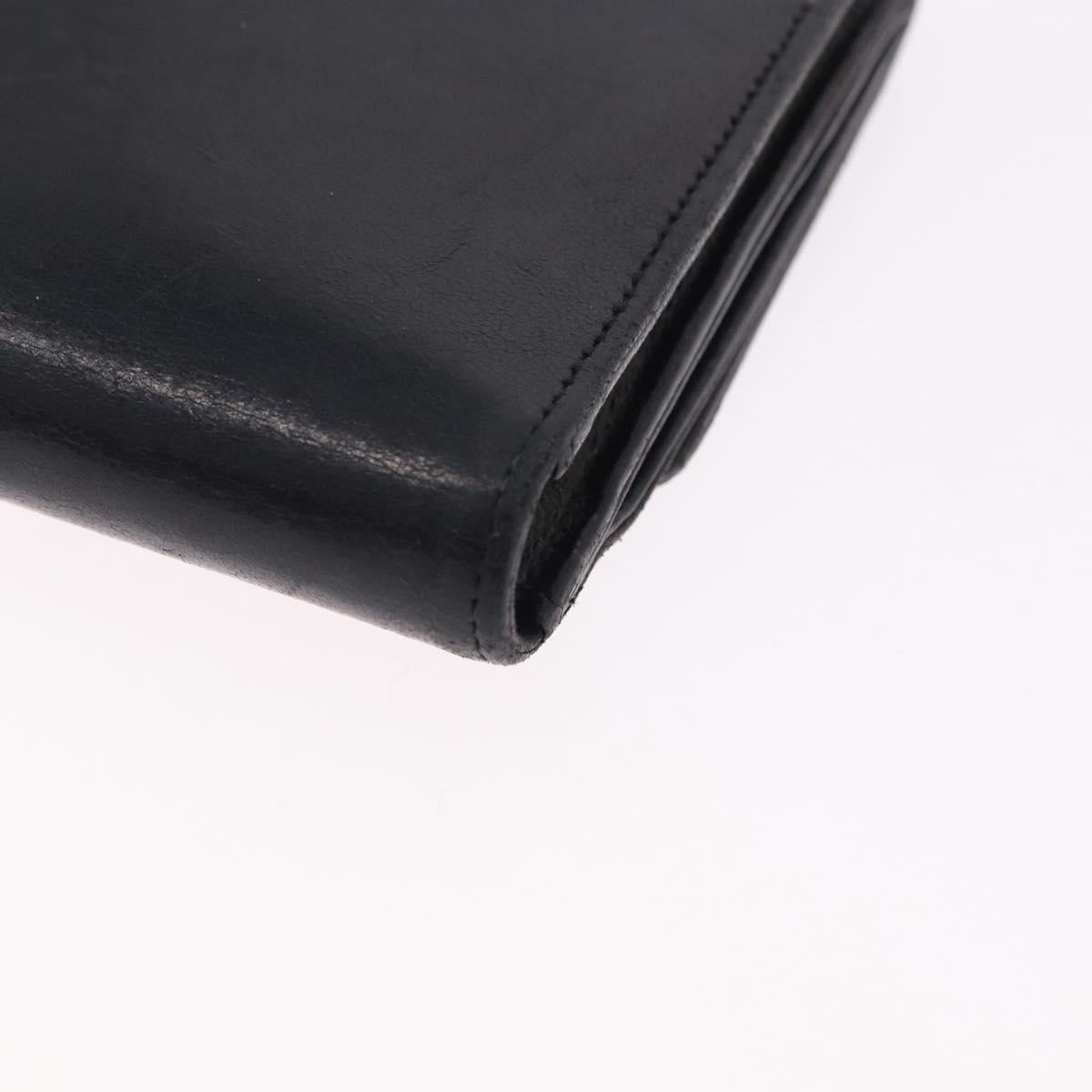 CHANEL COCO Mark Bifold Wallet Leather Black Gold CC Auth bs36464
