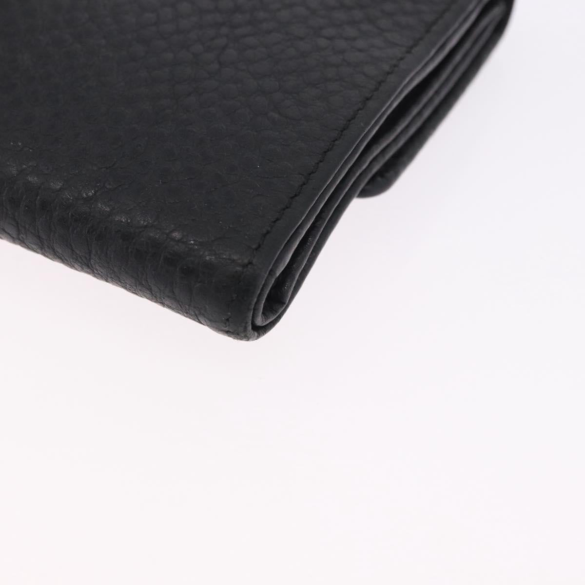 Salvatore Ferragamo Gancini Bifold Wallet Leather Black Silver Auth bs36466