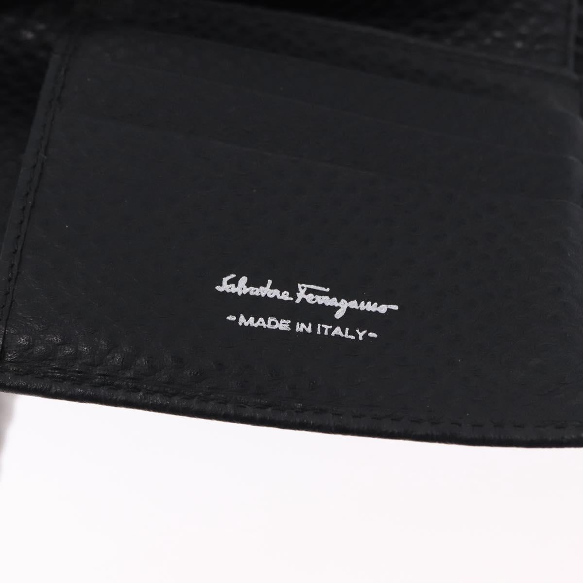 Salvatore Ferragamo Gancini Bifold Wallet Leather Black Silver Auth bs36466