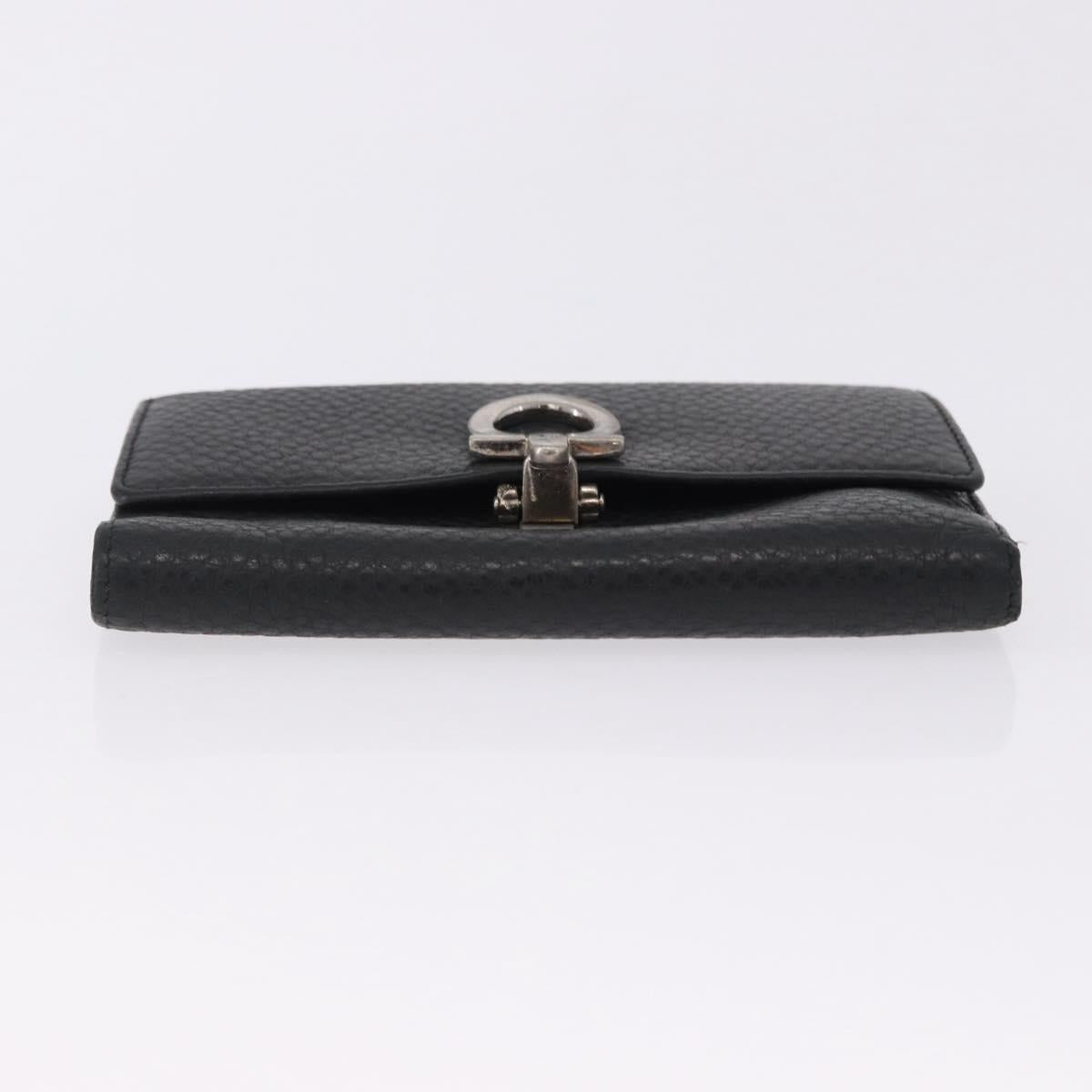 Salvatore Ferragamo Gancini Bifold Wallet Leather Black Silver Auth bs36466
