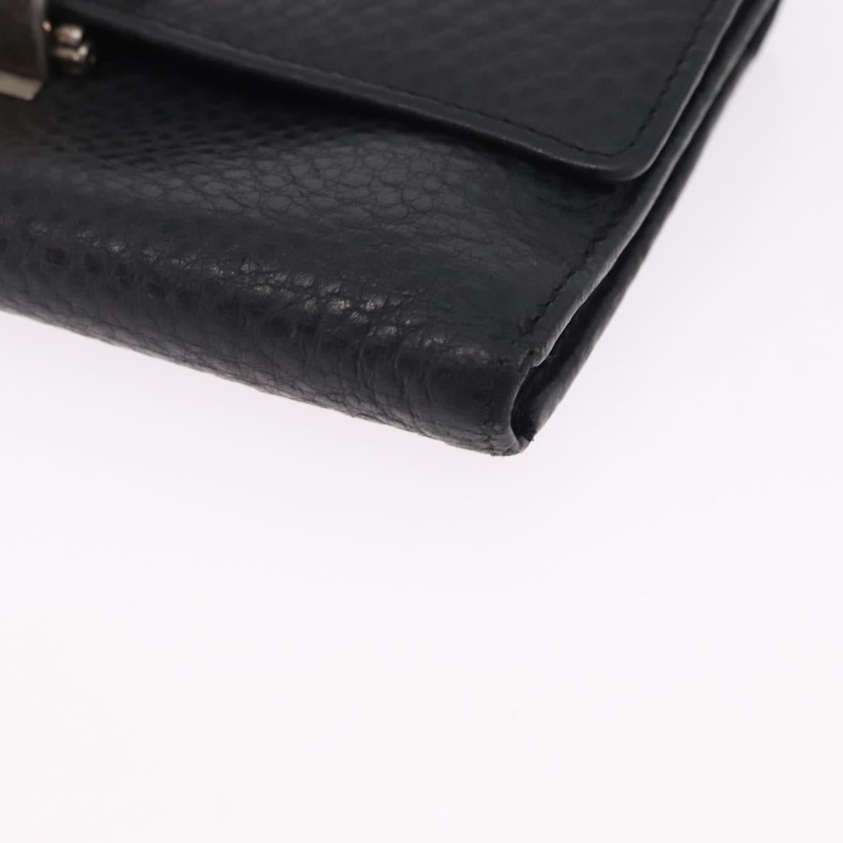 Salvatore Ferragamo Gancini Bifold Wallet Leather Black Silver Auth bs36466