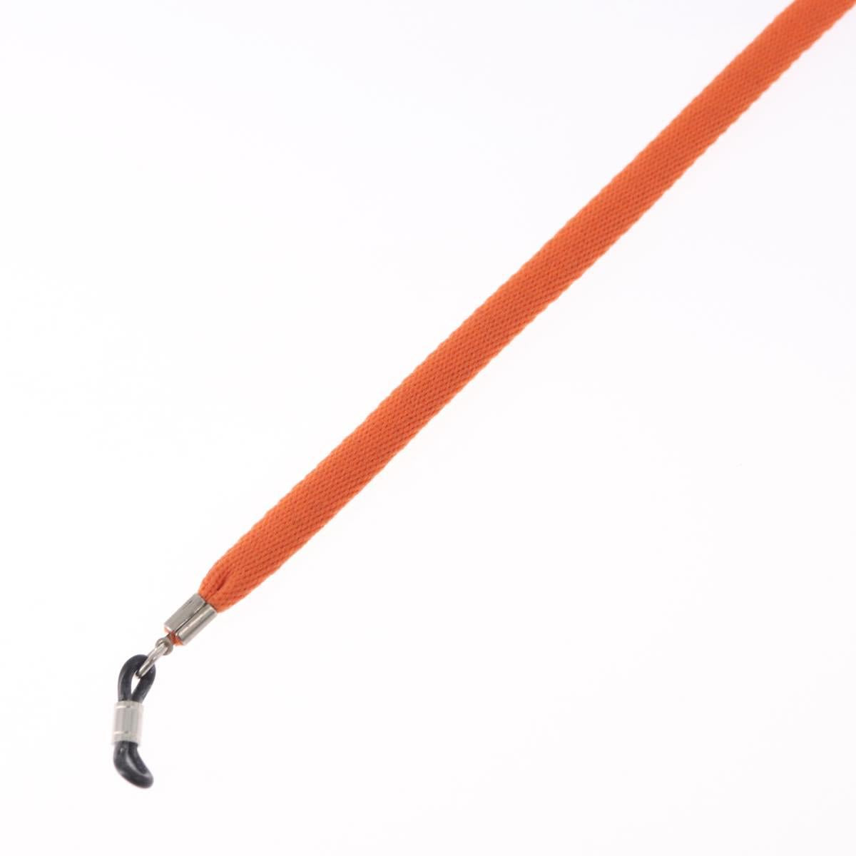 CHANEL Glasses Strap Canvas Orange Silver CC Auth bs36467