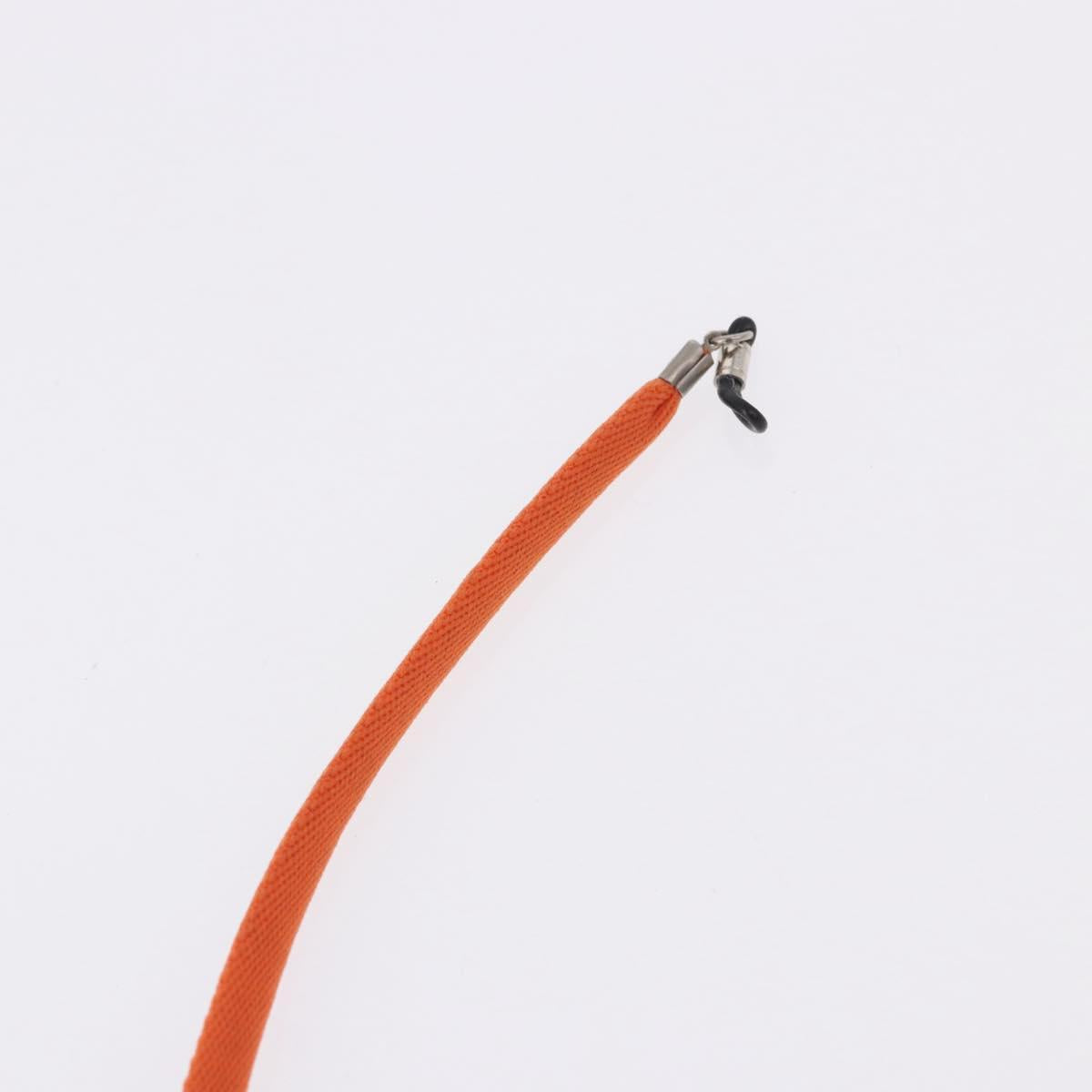 CHANEL Glasses Strap Canvas Orange Silver CC Auth bs36467