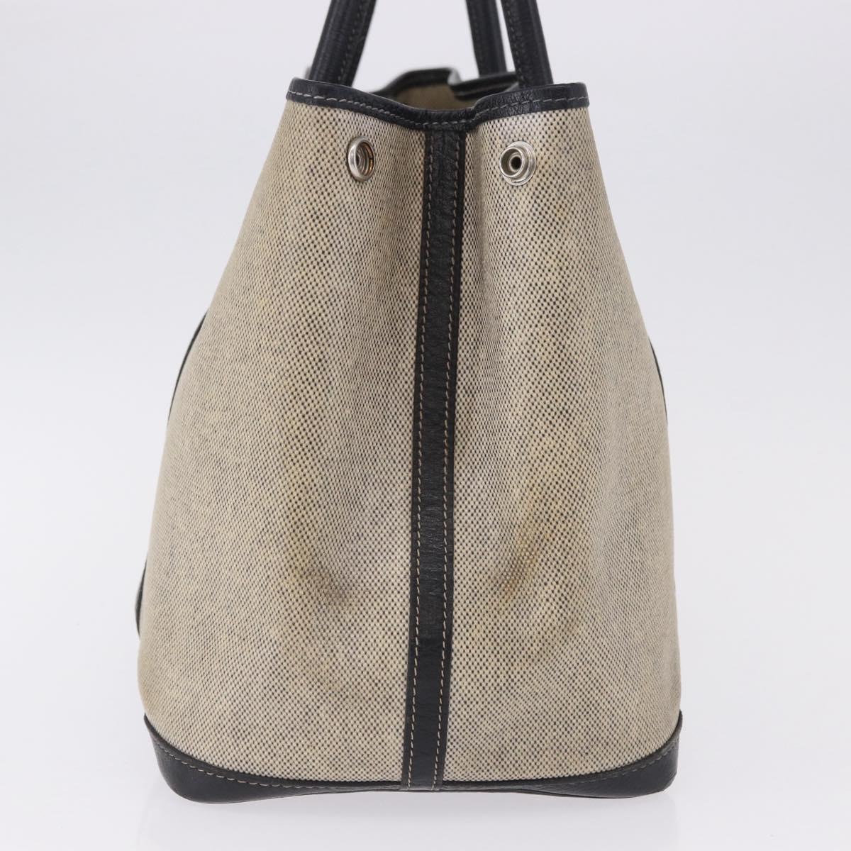 CHANEL Garden Party PM Tote Bag Coated Canvas Beige Silver CC Auth bs36468