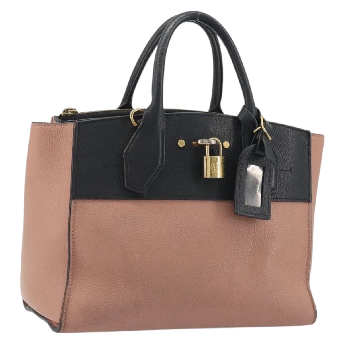 LOUIS VUITTON City Steamer PM Hand Bag Leather Pink Black M51590 LV Auth bs36477
