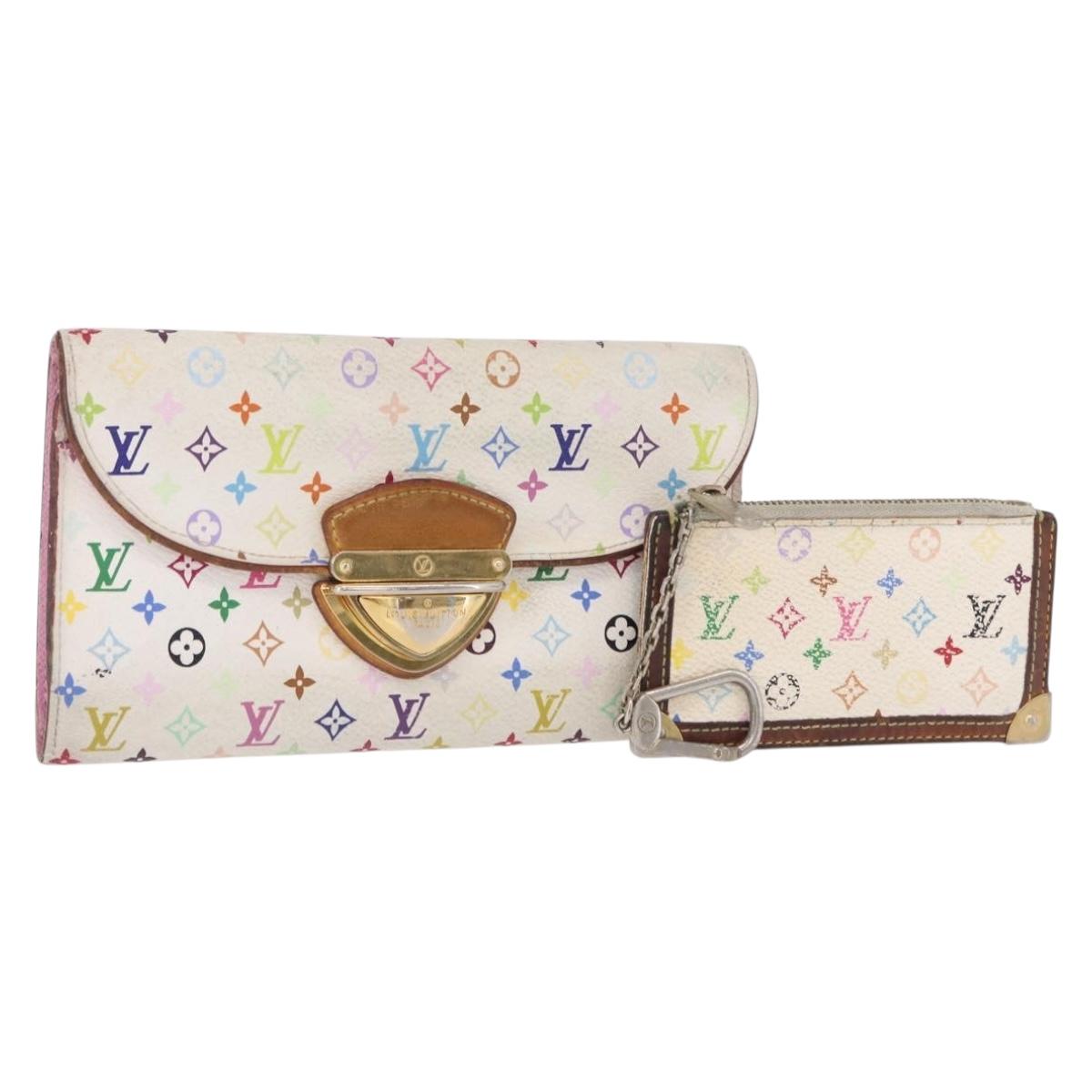 LOUIS VUITTON Monogram Multicolor Wallet 2 Set White LV Auth bs36482