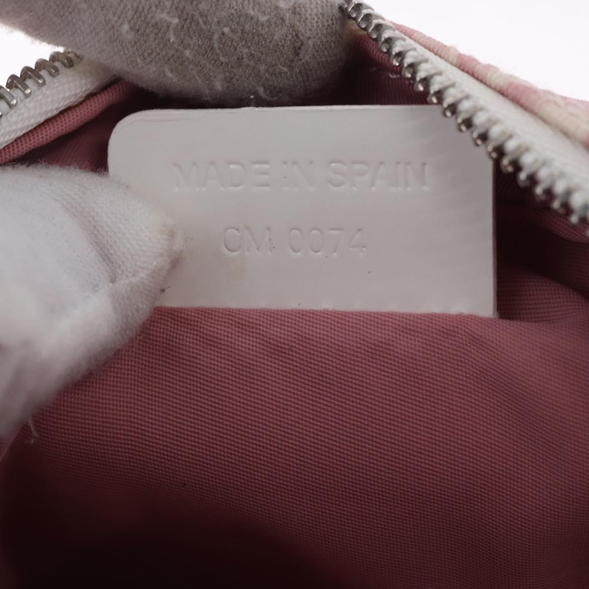 Christian Dior Trotter Canvas Pouch PVC Pink Silver Auth bs36488
