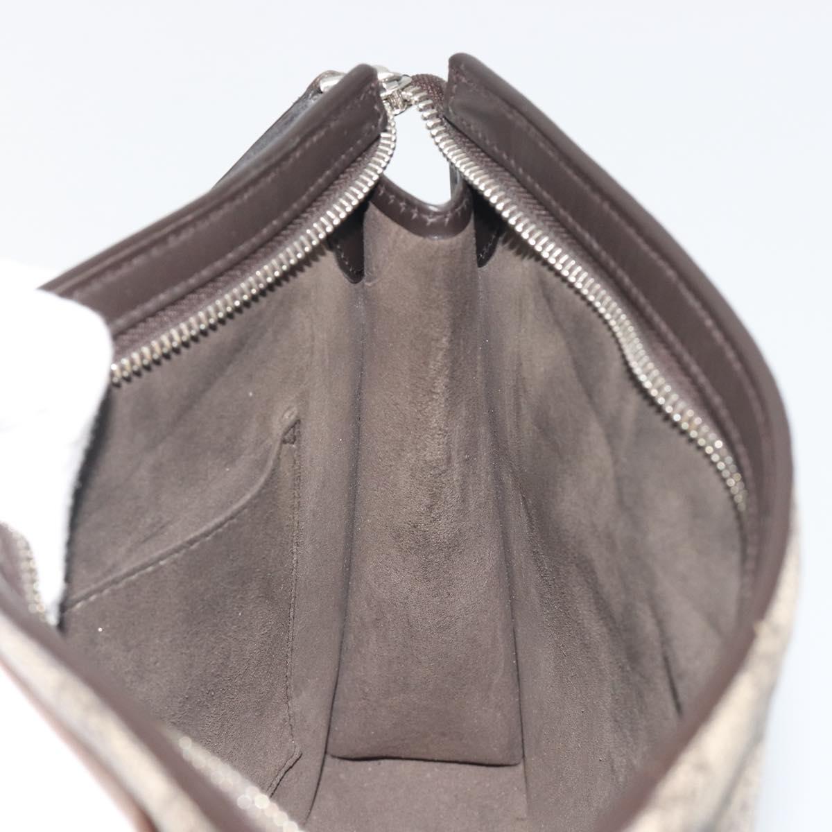 GUCCI GG Supreme Web Sherry Line Clutch Bag PVC Beige Silver 475316 Auth bs36489