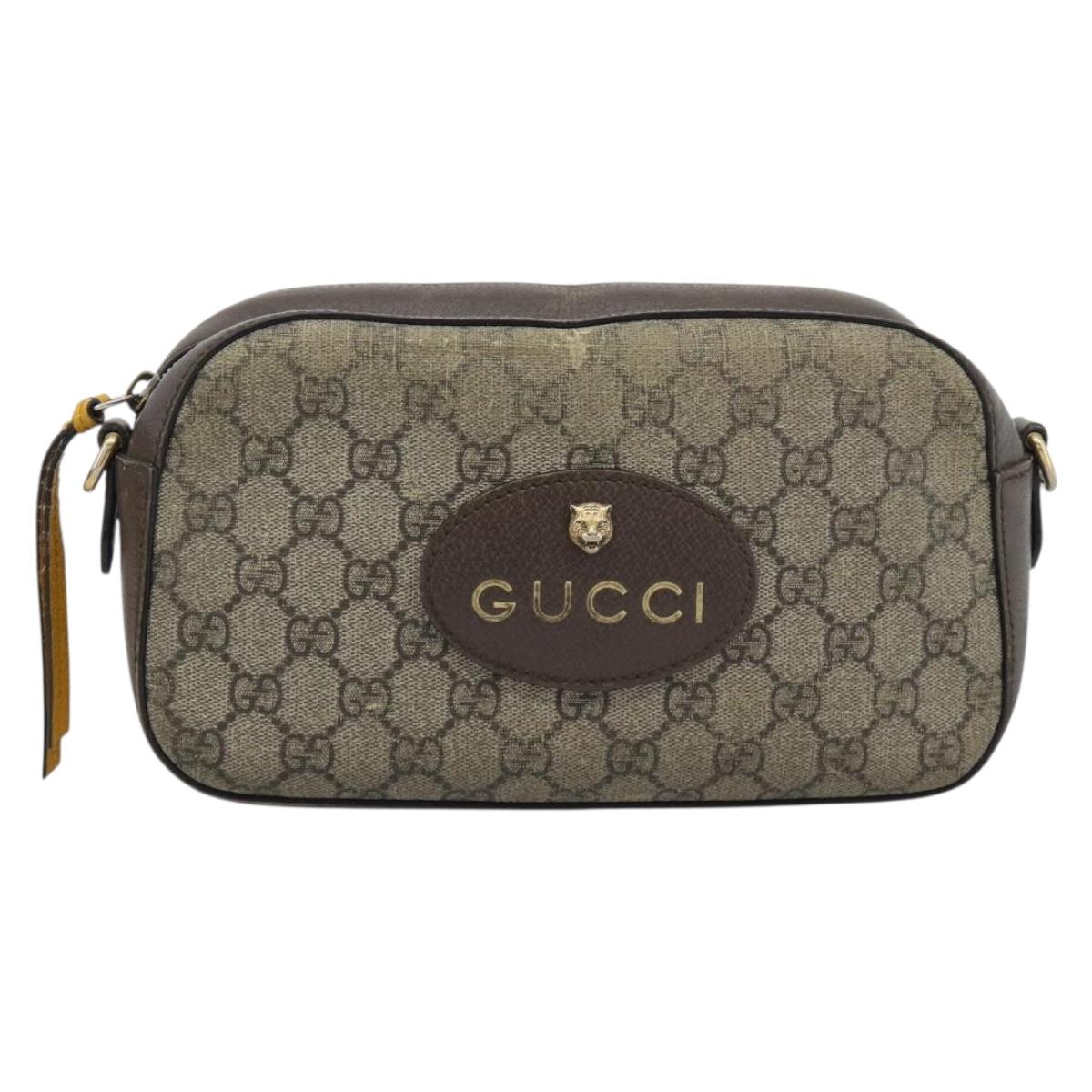 GUCCI GG Supreme Shoulder Bag PVC Beige Gold 476466 Auth bs36490