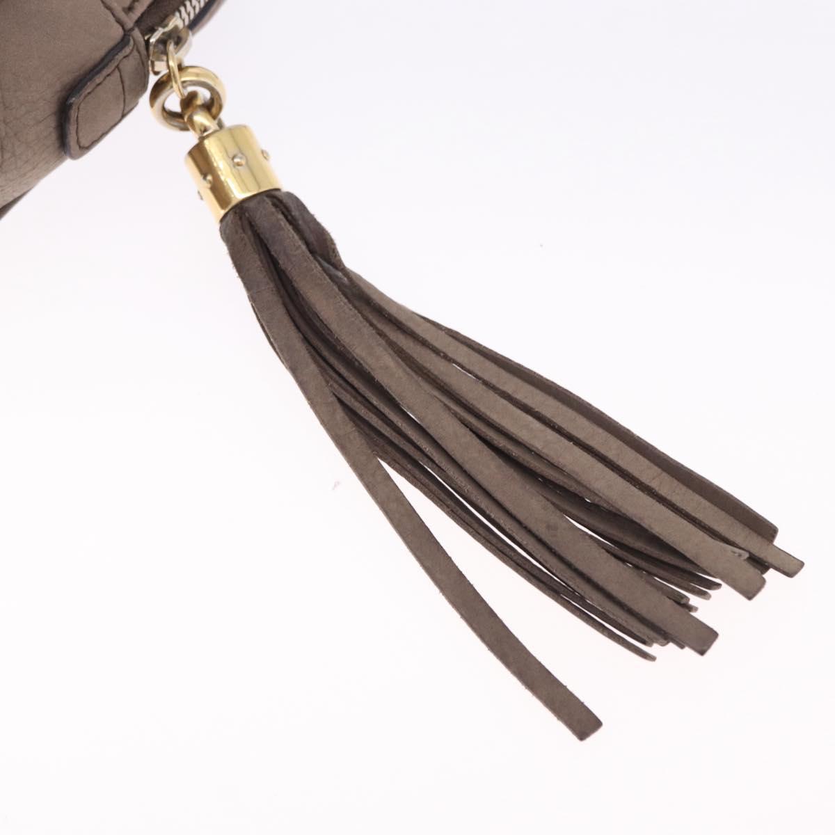 GUCCI Interlocking Shoulder Bag Leather Beige Gold 308983 Auth bs36491