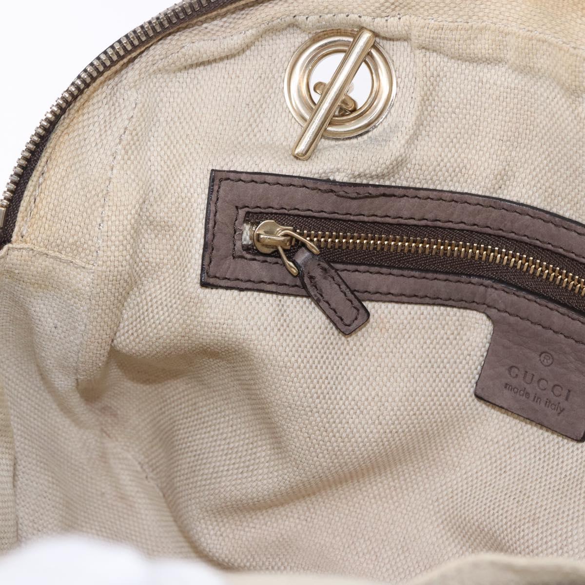 GUCCI Interlocking Shoulder Bag Leather Beige Gold 308983 Auth bs36491