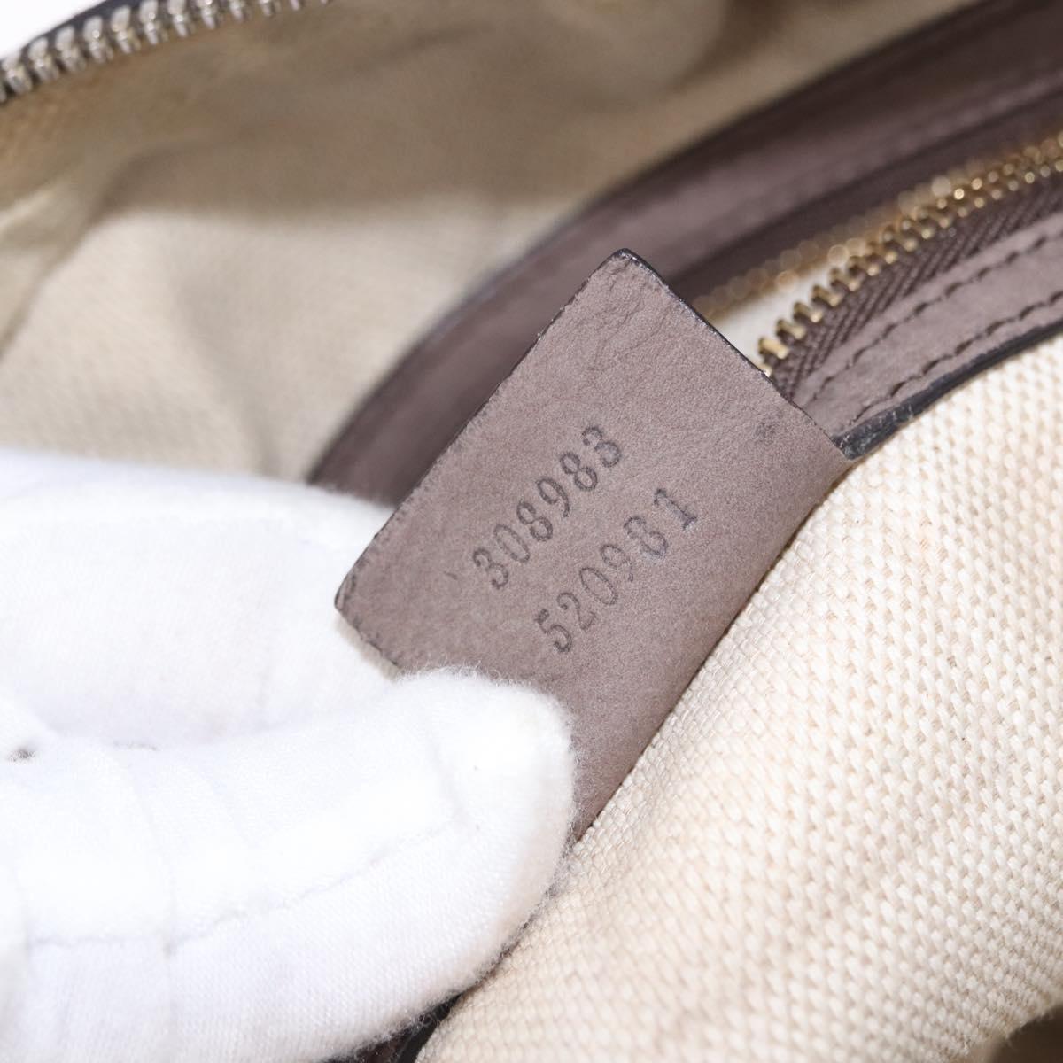 GUCCI Interlocking Shoulder Bag Leather Beige Gold 308983 Auth bs36491