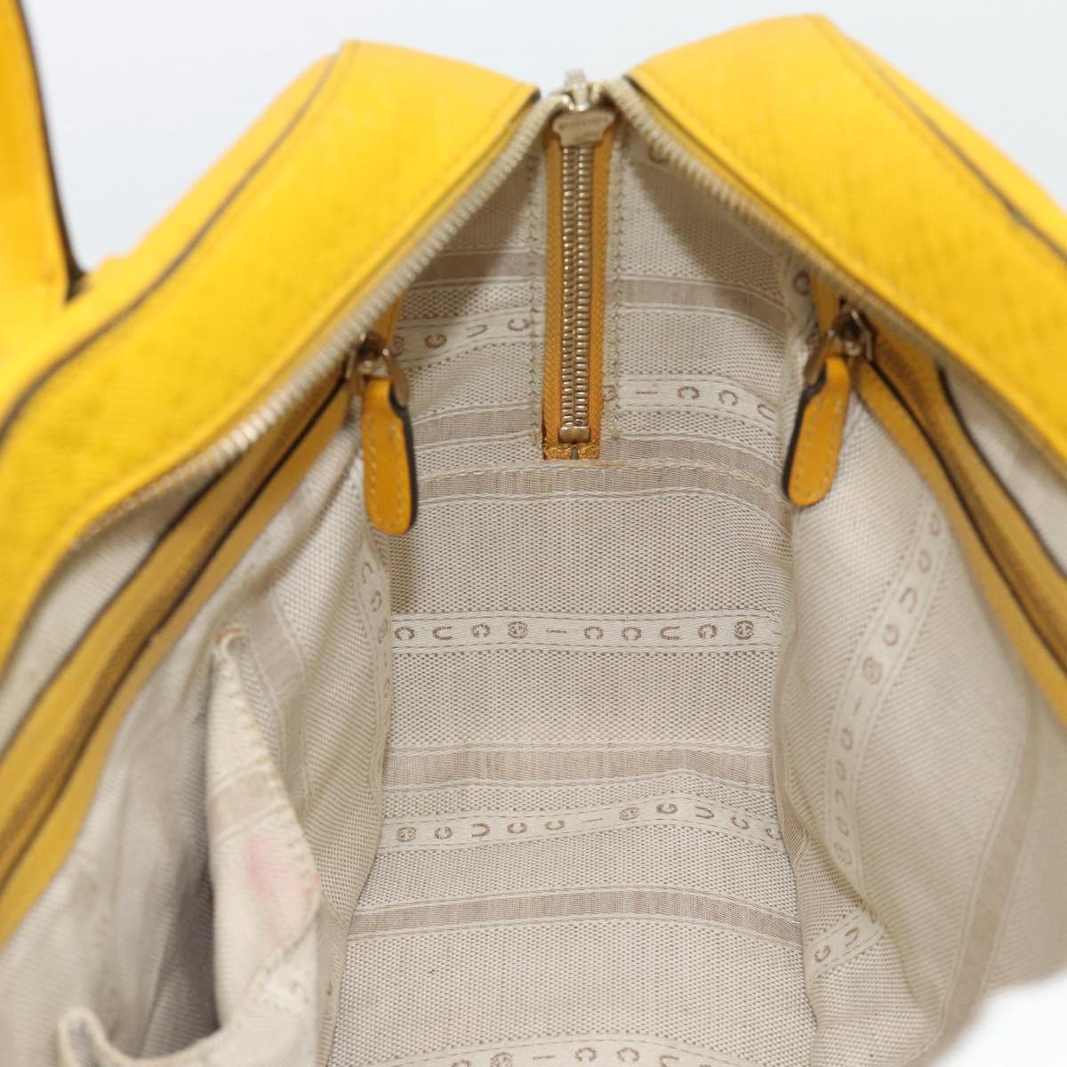 GUCCI Diamante Hand Bag Leather Yellow Silver 354332 Auth bs36492