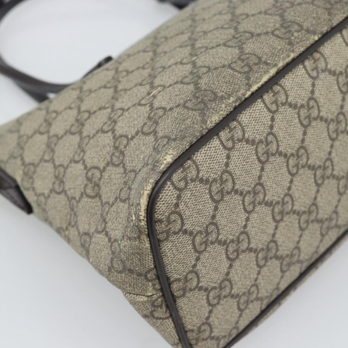GUCCI GG Supreme Hand Bag PVC 2way Beige Gold 353440 Auth bs36494