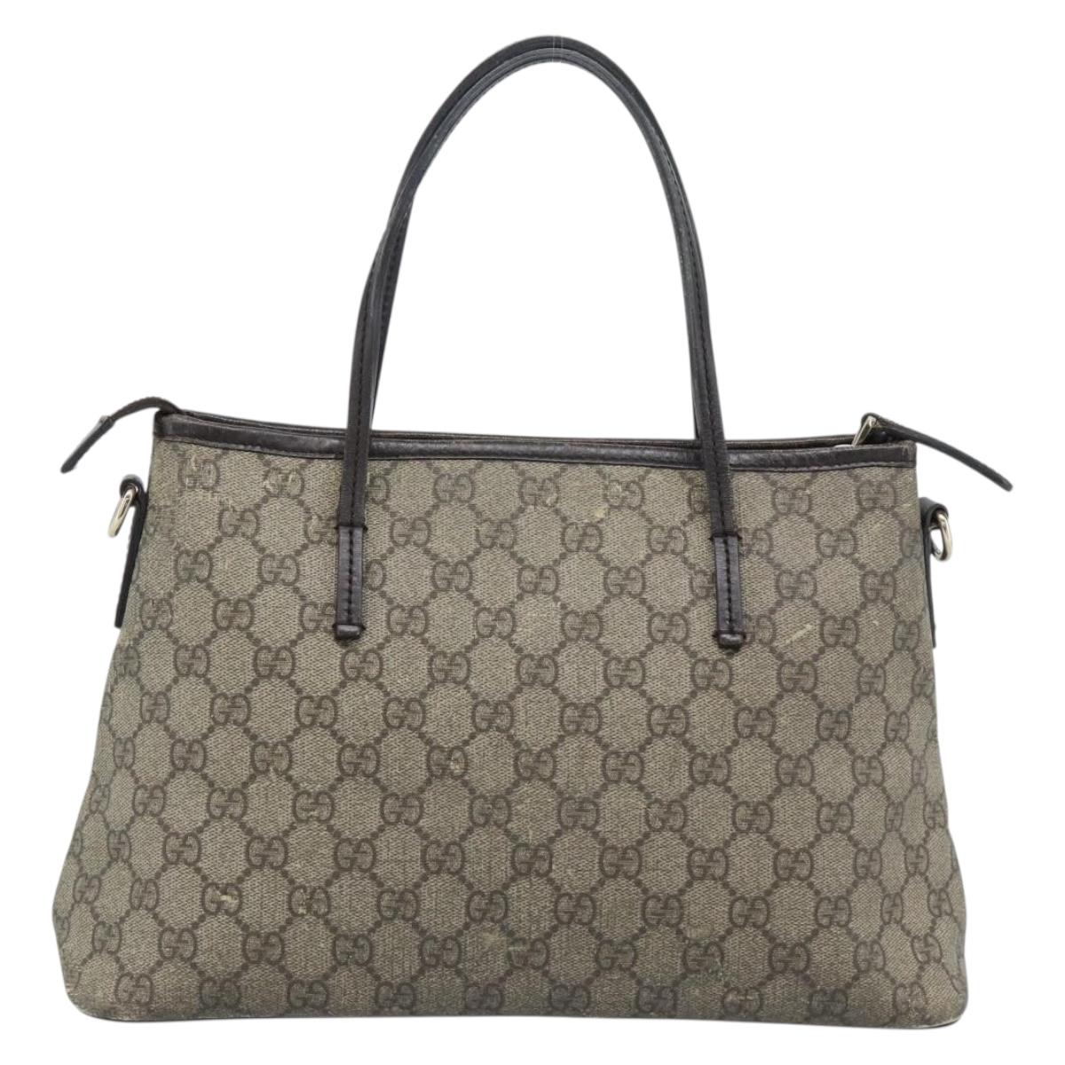 GUCCI GG Supreme Hand Bag PVC 2way Beige Gold 353440 Auth bs36494