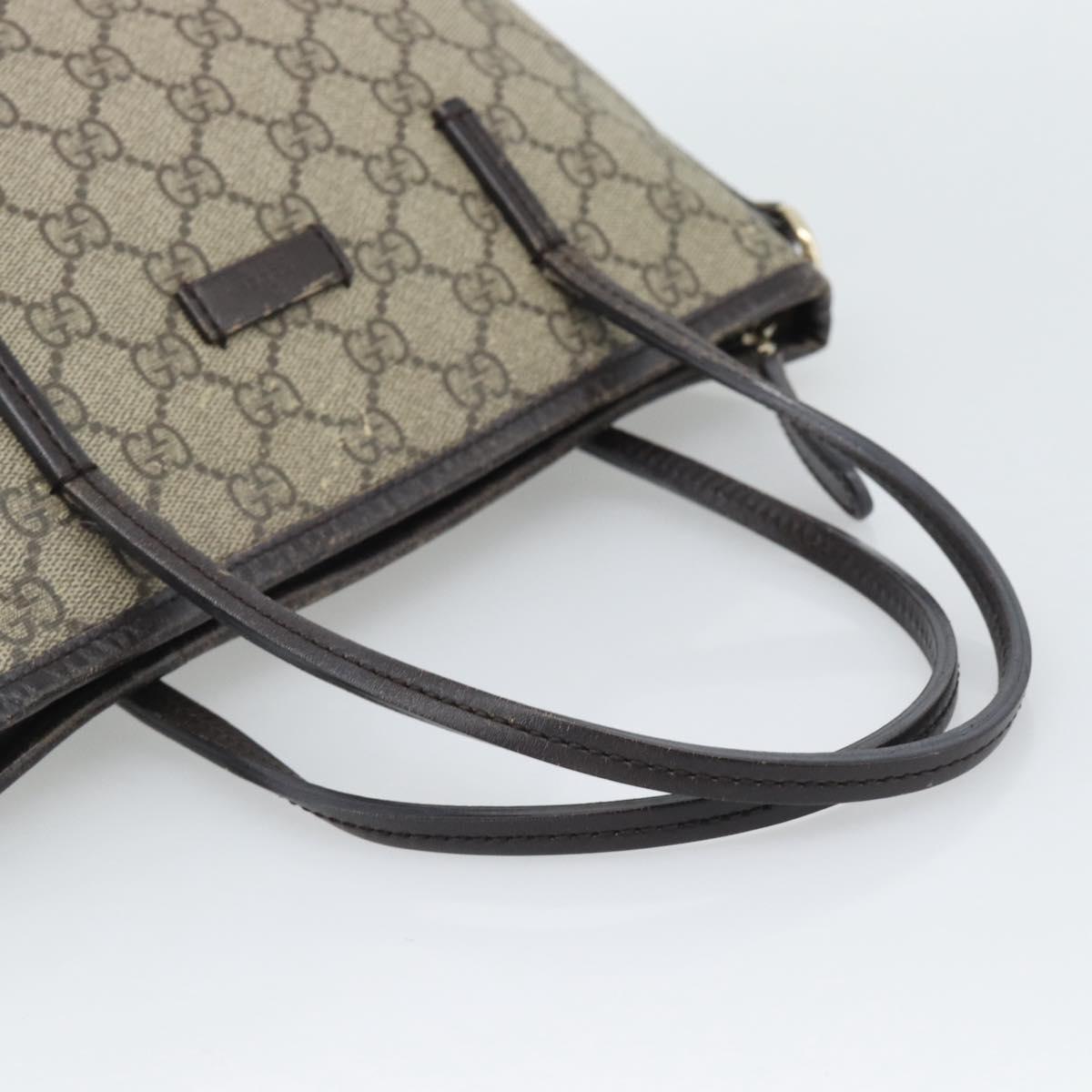 GUCCI GG Supreme Hand Bag PVC 2way Beige Gold 353440 Auth bs36494