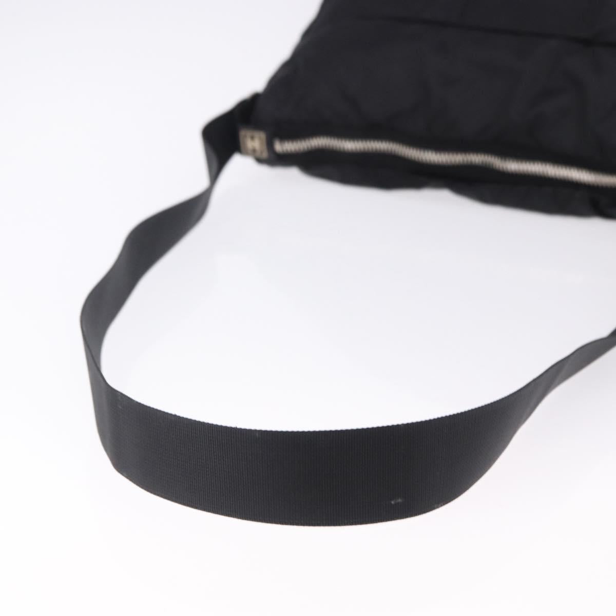 CHANEL Sports Line Shoulder Bag Nylon Black Silver CC Auth bs36495