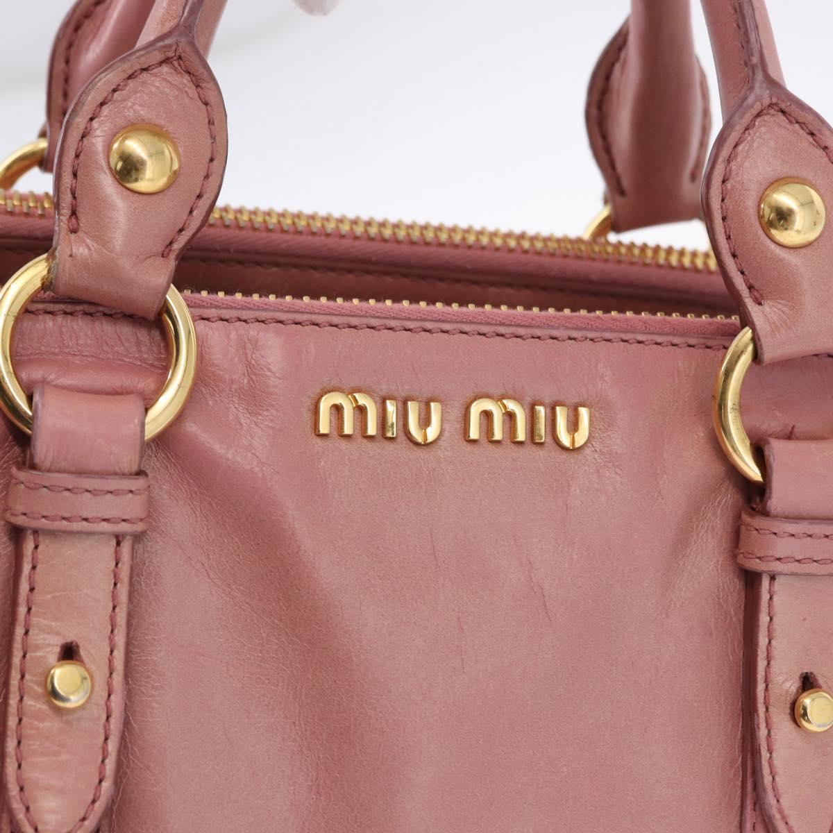 Miu Miu Hand Bag Leather Pink Gold Auth bs36498A
